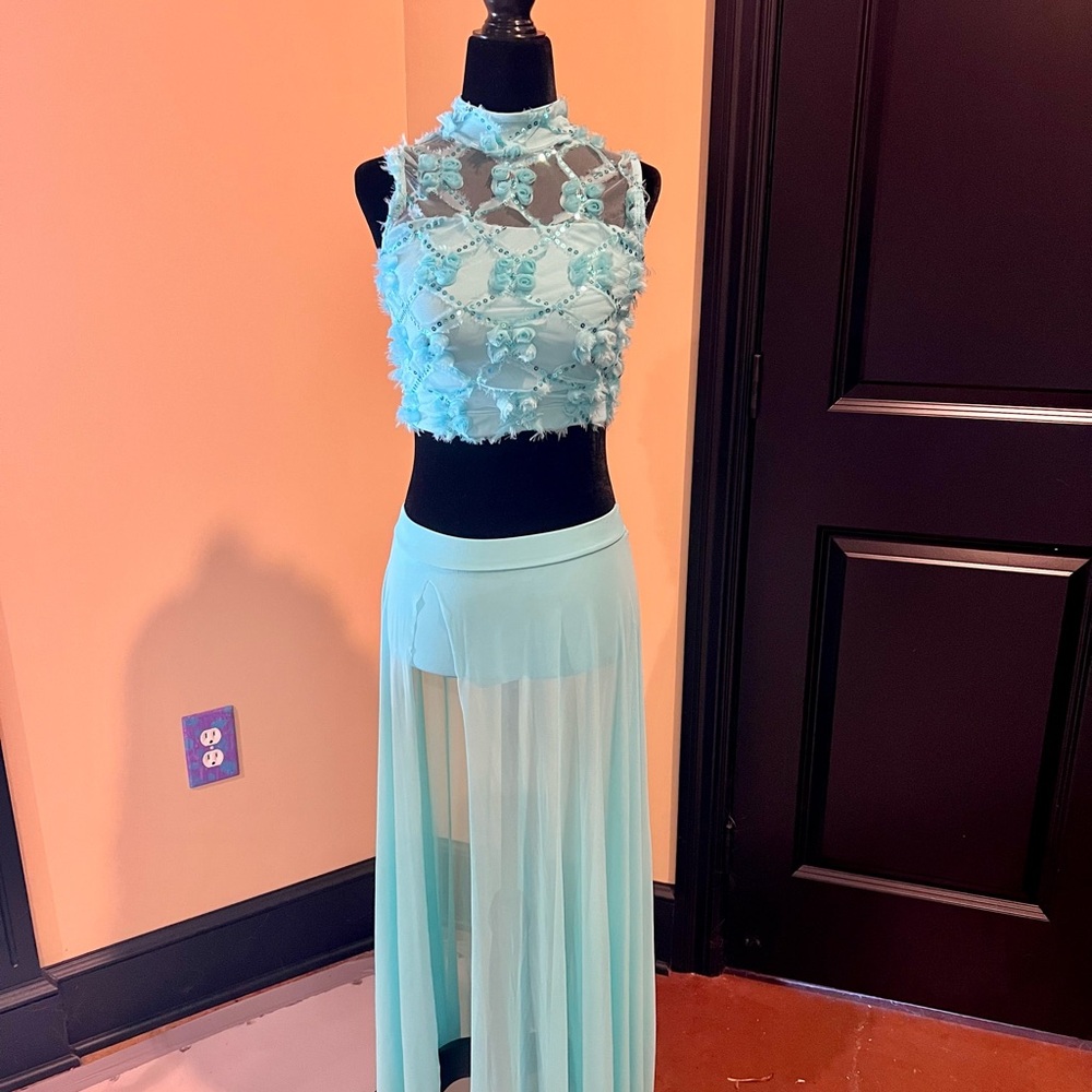 Elegant Aqua Two-Piece lyrical dance costume